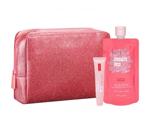 Pupa Набор Glitter Lab Frizzy Daily Dose Set II Крем для тела+Бальзам для губ+Косметичка