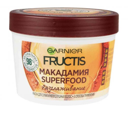 Garnier Fructis Маска для сухих и непослушных волос 3в1 Макадамия SuperFood 390мл