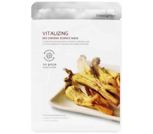 BeauuGreen Маска тканевая для лица Красный женьшень 23гр