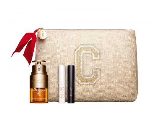 Clarins Набор Сыворотка вокруг глаз 20мл+Праймер для ресниц 3мл+Тушь 3мл+Косметичка