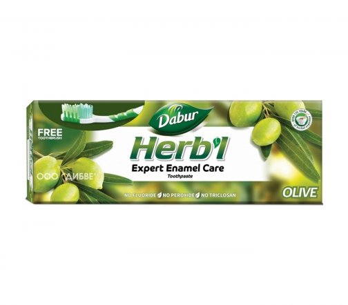 Dabur Herb'l Паста зубная для защиты эмали Олива+Зубная щетка пластик 150гр