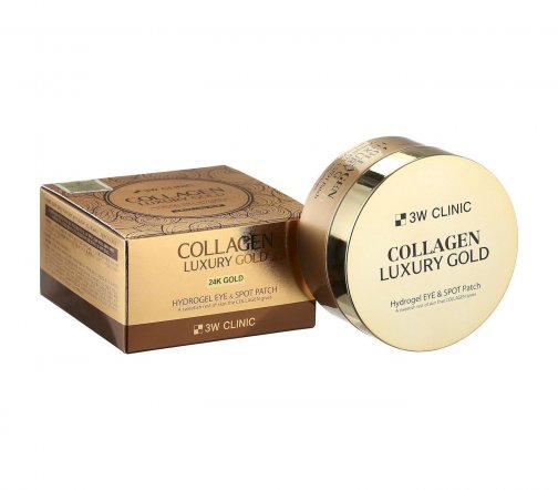 3W Clinic Collagen Luxury Gold 24K Патчи для глаз гидрогелевые с коллагеном и коллоидным золотом 60ш