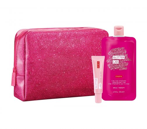 Pupa Набор Glitter Lab Smile Therapy Set II Крем для тела+Бальзам для губ+Косметичка