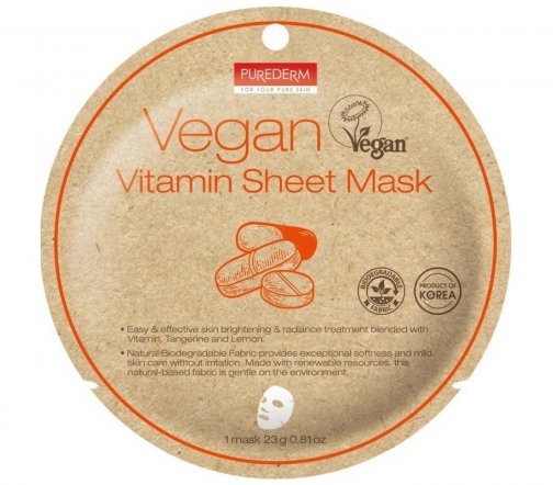 Purederm Маска тканевая для лица Vegan с витаминами 23г