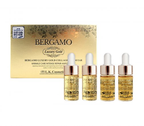 Bergamo Luxury Gold Сыворотка для лица в ампулах Collagen&Caviar 4*13мл