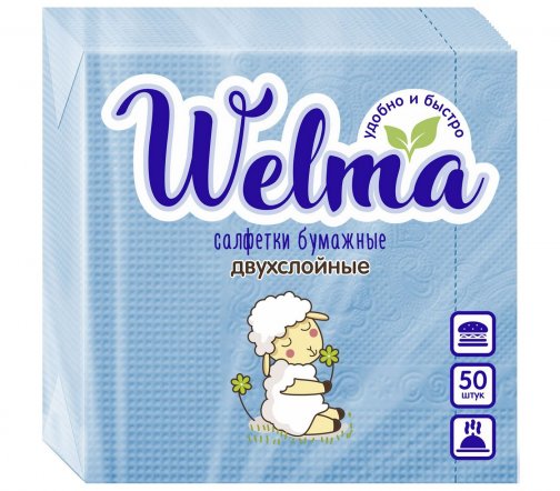 Welma Салфетки бумажные двухслойные ассорти 50шт