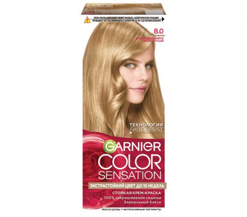 Garnier Color Sensation Роскошь цвета Крем-краска для волос 8.0 Переливающийся светло-русый