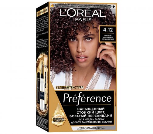 L'Oreal Paris Preference Краска для волос 4.12 Глубокий каштановый перламутровый