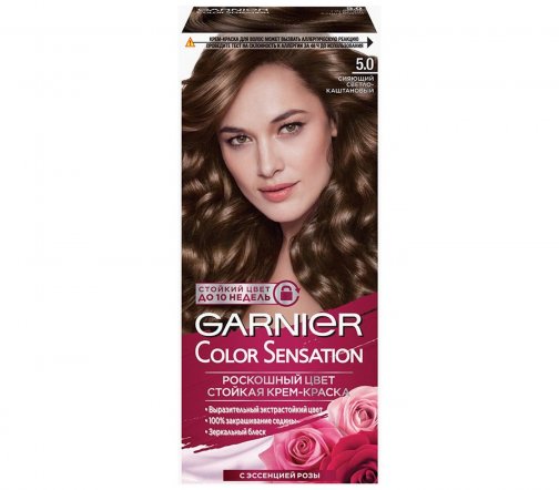 Garnier Color Sensation Роскошь цвета Крем-краска для волос 5.0 Сияющий светло-каштановый