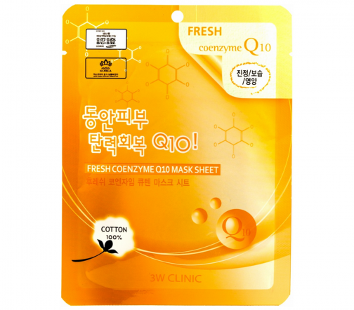 3W Clinic Fresh Маска тканевая для лица Coenzyme Q10 23мл
