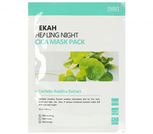 Pekah Healing Night Маска тканевая вечерняя успокаивающая с экстрактом центеллы азиатской 25мл
