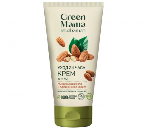 Green Mama Крем для ног Уход 24 часа Миндальное масло и африканское каритэ 100мл