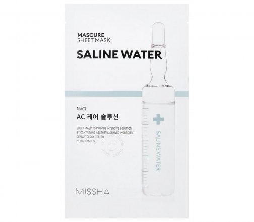 Missha Mascure Маска тканевая освежающая для чувствительной кожи лица  Saline Water 28мл