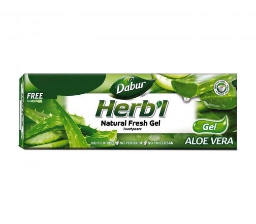Dabur Herb'l Паста зубная гелевая для свежего дыхания Алоэ вера+Зубная щетка пластик 150гр