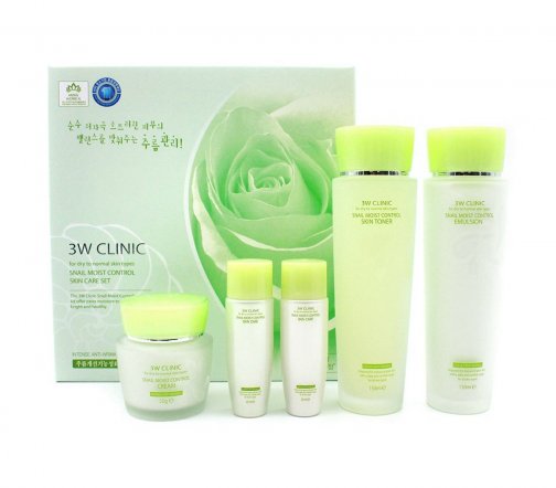 3W Clinic Snail Moist Control Набор для для лица с муцином улитки увлажняющий