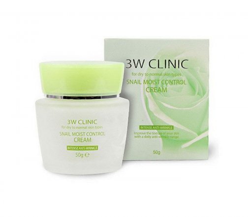 3W Clinic Snail Moist Control Крем для лица антивозрастной с экстрактом слизи улитки 50мл