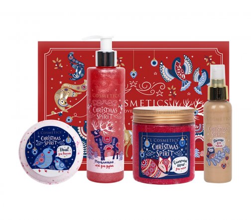 L'Cosmetics Christmas Spirit Набор Северное сияние Гель для душа+Шиммер для тела100мл+Скраб+Донат