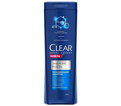 Clear Men Derma Expert Шампунь укреплящий Энергия роста 380мл