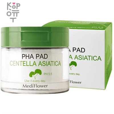 Medi Flower Pad Pha Centella Asiatica Ph5.5 Тонер пэды для лица успокаивающие с экстрактом центеллы