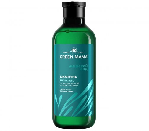 Green Mama Морской сад Шампунь от жирных корней и сухих кончиков Биобаланс Морские водоросли 400мл