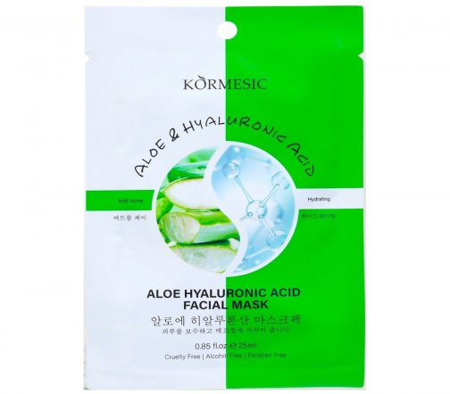 Kormesic Маска тканевая для лица Алоэ и гиалуроновая кислота 25мл
