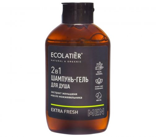 Ecolatier Men Шампунь-гель для душа 2в1 Extra Fresh 400мл