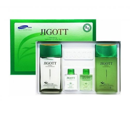 Jigott Набор для мужчин Well-Being GreenTea For Men Тоник 150мл+30мл+Крем 150мл+30мл