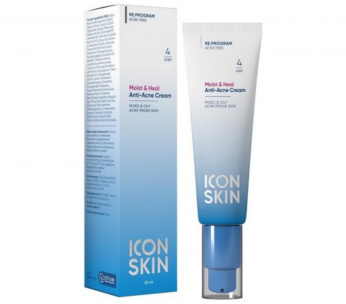 Icon Skin Крем увлажняющий для проблемной кожи лица с ниацинамидом Moist&Heal 50мл