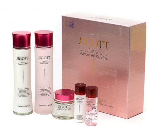 Jigott Набор Essence Крем-эмульсия 50гр+Тонер-эссенция 150мл+30мл+Лосьон 150мл+30мл