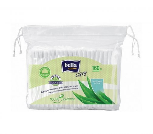 Bella Care Палочки ватные с экстрактом алоэ 160шт пакет