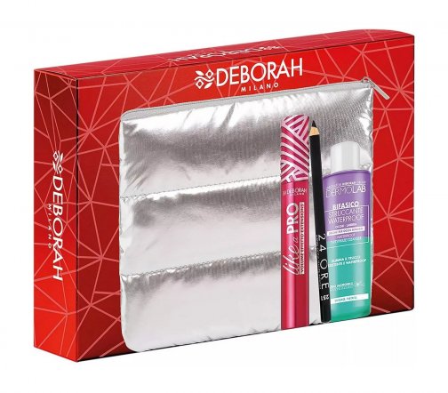 Deborah Набор в косметичке 03 Тушь+Карандаш для век 251+Средство для снятия макияжа+Косметичка