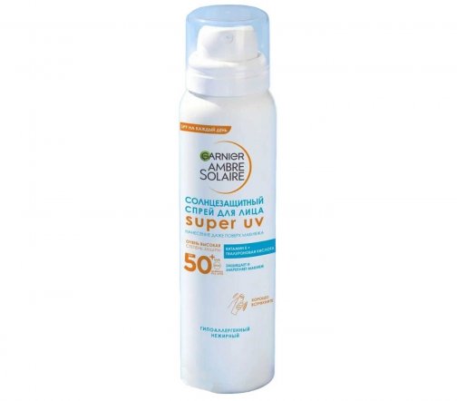Garnier Ambre Solaire Спрей солнцезащитный для лица с гиалуроновой кислотой SPF50+ 75мл