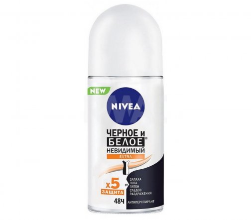 Nivea Дезодорант-антиперспирант ролик Невидимая защита Extra для черного и белого 50мл