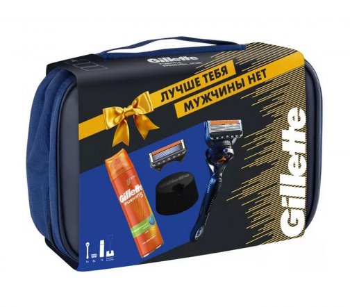 Gillette Men Набор Proglide Станок с 2 сменными кассетами+Гель для бритья+Подставка+Косметичка