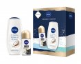 Nivea Набор Гель-уход для душа Крем и кокос 250мл+Дезодорант-ролик Черное и белое Шелк 50мл