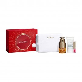 Clarins Double Serum Набор для сияния и молодости кожи лица и области вокруг глаз в косметичке