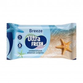 Ultra Fresh Салфетки влажные универсальные Breeze 15шт