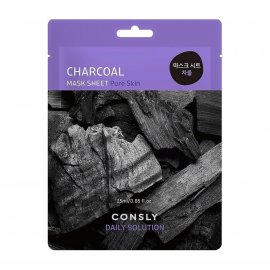 Consly Daily Solution Маска тканевая с древесным углем 25мл