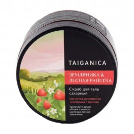 Taiganica Скраб сахарный для тела Земляника и лесная ранетка 250мл