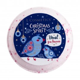 L'Cosmetics Christmas Spirit Донат бурлящий для ванны Розовые кристаллы 160гр