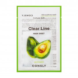 Consly Clear Line Маска тканевая смягчающая с экстрактом авокадо 25мл