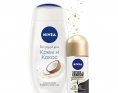 Nivea Набор Гель-уход для душа Крем и кокос 250мл+Дезодорант-ролик Черное и белое Шелк 50мл