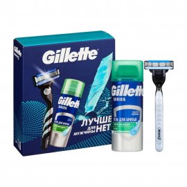 Gillette Men Набор Станок для бритья Mach3 +Гель успокаивающий для бритья Series Sensitive