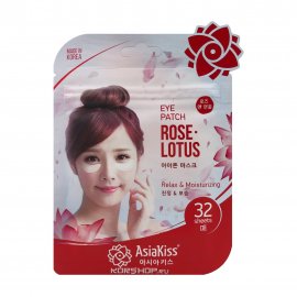 AsiaKiss Rose&Lotus Патчи тканевые для области под глазами с экстрактом розы и лотоса 32шт 25гр