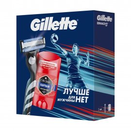Gillette Men Набор Mach3 Станок с 1 сменной кассетой+Old Spice Дезодорант-стик Captain 50мл