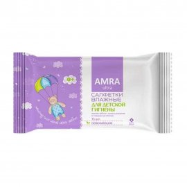 Amra Салфетки влажные освежающие для детской гигиены 15шт