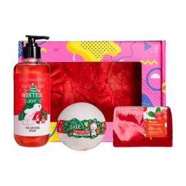 L'Cosmetics Набор Winter Joy Ягодный щербет Гель для душа 440мл+Шар бурлящий 116гр+Мыло 100гр