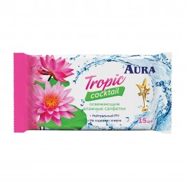 Aura Салфетки влажные освежающие Tropic Cocktail 15шт