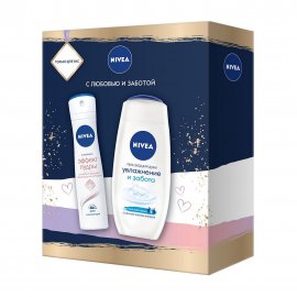 Nivea Набор Гель-уход для душа Увлажнение и забота 250мл+Дезодорант-спрей Эффект пудры 150мл
