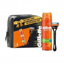 Gillette Станок Fusion с 1 сменной кассетой+Гель для бритья Sensitive 200мл+Чехол